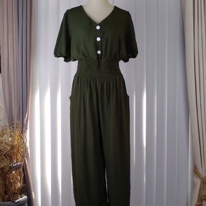 LookBoho Olive Green Bohemian Jumpsuit